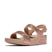 LULU Crinkled-Shimmer Back-Strap Sandals