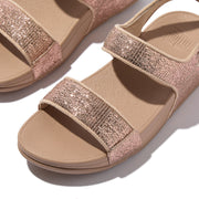 LULU Crinkled-Shimmer Back-Strap Sandals