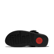 LULU Crystal-Buckle Leather Toe-Post Sandals