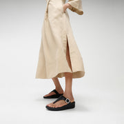 LULU Crystal-Buckle Leather Toe-Post Sandals