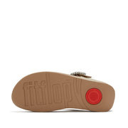 LULU Crystal-Buckle Leather Toe-Post Sandals