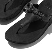 LULU Glitz-Bow Leather Toe-Post Sandals