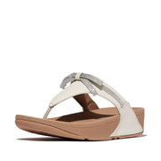 LULU Glitz-Bow Leather Toe-Post Sandals