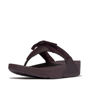 LULU Glitz-Bow Leather Toe-Post Sandals