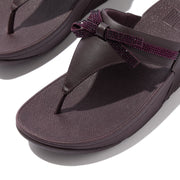 LULU Glitz-Bow Leather Toe-Post Sandals
