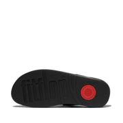 LULU Square-Chain Leather Toe-Post Sandals