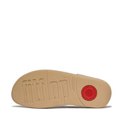 LULU Square-Chain Leather Toe-Post Sandals