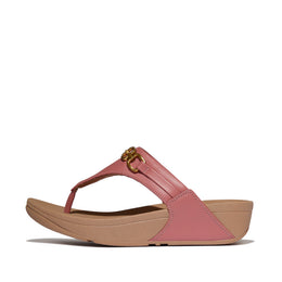 LULU Square-Chain Leather Toe-Post Sandals