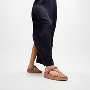 LULU Square-Chain Leather Toe-Post Sandals