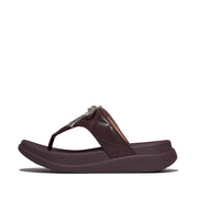 F-MODE Go Crystal-Bow Quilted Toe-Post Sandals