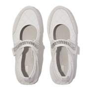 F-MODE Flow Crystal-Strap Quilted Mary Janes