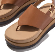 F-MODE Stack Leather Back-Strap Toe-Post Sandals