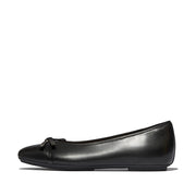 DELICATO Glitz-Bow Leather Ballet Flats
