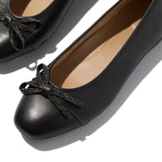 DELICATO Glitz-Bow Leather Ballet Flats