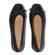 DELICATO Glitz-Bow Leather Ballet Flats