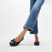 DELICATO Glitz-Bow Leather Ballet Flats