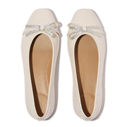 DELICATO Glitz-Bow Leather Ballet Flats