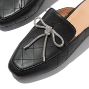 DELICATO Crystal-Bow Quilted-Leather Mules