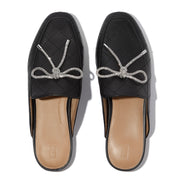 DELICATO Crystal-Bow Quilted-Leather Mules