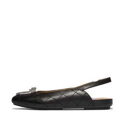 DELICATO Crystal-Bow Quilted-Leather Slingbacks