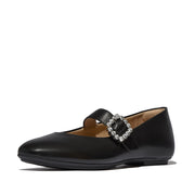 DELICATO Crystal-Buckle Leather Mary Janes