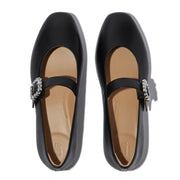 DELICATO Crystal-Buckle Leather Mary Janes