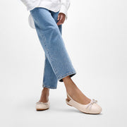 DELICATO Glitz-Bow Leather Slingbacks