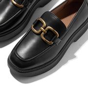F-LUMA Square-Chain Leather Demi-Wedge Loafers