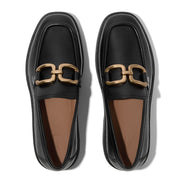 F-LUMA Square-Chain Leather Demi-Wedge Loafers