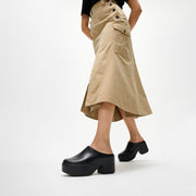 PLATFFORMS Leather Heeled Mules