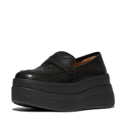 F-MODE Stack Quilted-Leather Loafers