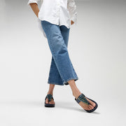 RUMBA Iridescent Beaded Toe-Post Sandals