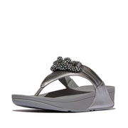 LULU Beaded-Chain Leather Toe-Post Sandals
