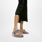 LULU Beaded-Chain Leather Toe-Post Sandals