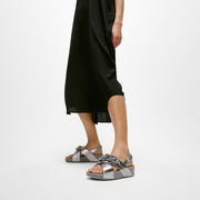 LULU Beaded-Chain Leather Back-Strap Sandals