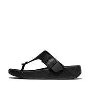 TRAKK Mens Buckle Embossed-Leather Toe-Post Sandals