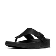 TRAKK Mens Buckle Embossed-Leather Toe-Post Sandals