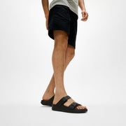 GOGH MOC Mens Buckle Embossed-Leather Slides