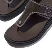 GEN-FF Mens Adjustable Stitch-Detail Textile/Leather Toe-Post Sandals