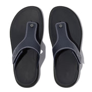 GEN-FF Mens Adjustable Stitch-Detail Textile/Leather Toe-Post Sandals