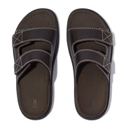 GEN-FF Mens Adjustable Stitch-Detail Textile/Leather Slides