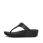 LULU Lasercrystal Leather Toe-Post Sandals
