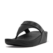 LULU Lasercrystal Leather Toe-Post Sandals