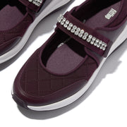 F-MODE Flow Crystal-Strap Quilted Mary Janes
