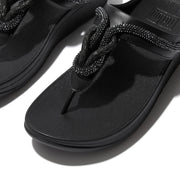 FINO Crystal-Cord Leather Toe-Post Sandals