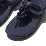 FINO Crystal-Cord Leather Toe-Post Sandals