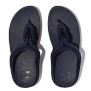 FINO Crystal-Cord Leather Toe-Post Sandals