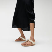 HALO Bead-Circle Metallic Toe-Post Sandals