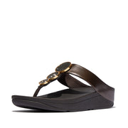 HALO Bead-Circle Metallic Toe-Post Sandals