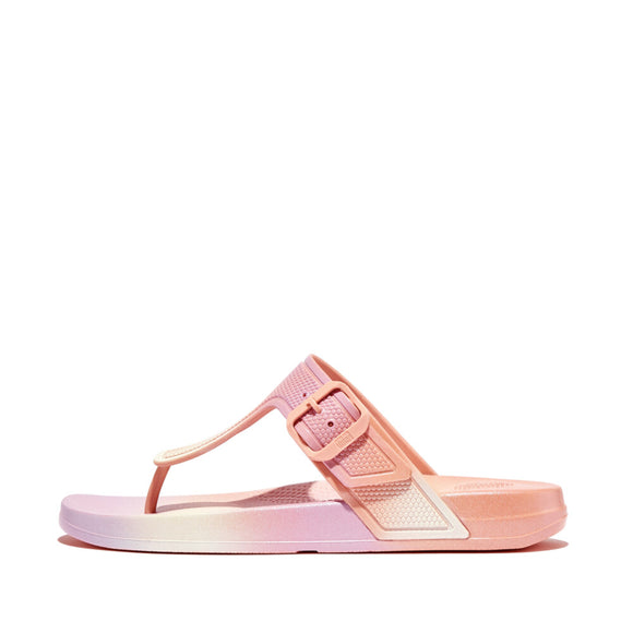 Fitflop Women Iqushion Iridescent Adjustable Buckle Flip-Flops |HM2-B11| Sagebrush Skywash